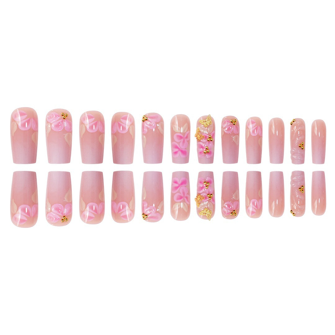3D Floral Design Press-On Nail Set Bowlift