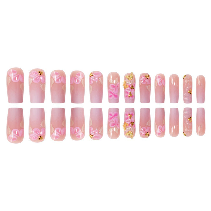 3D Floral Design Press-On Nail Set Bowlift