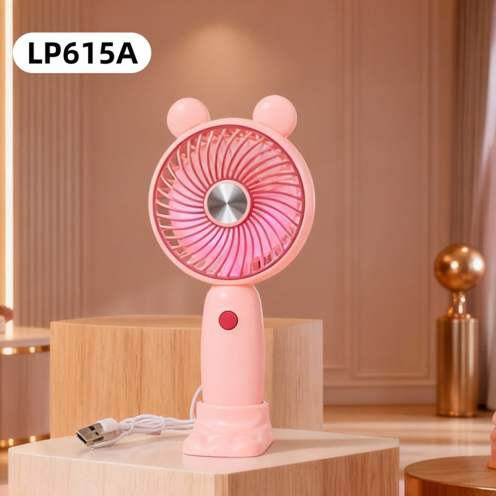Women's Portable Handheld Swing Fan with LED Lighting Bowlift