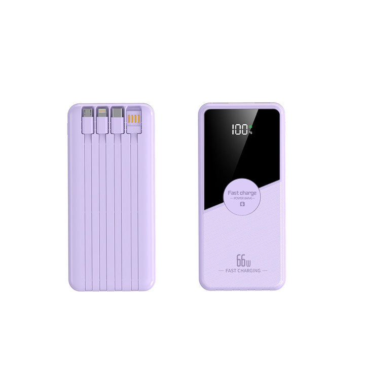 Portable power bank with integrated multi-charging cable and digital charging display Bowlift