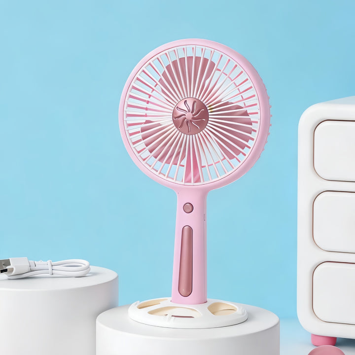Women's Portable Mini Fan with USB Charging Function and Ergonomic Handle Bowlift