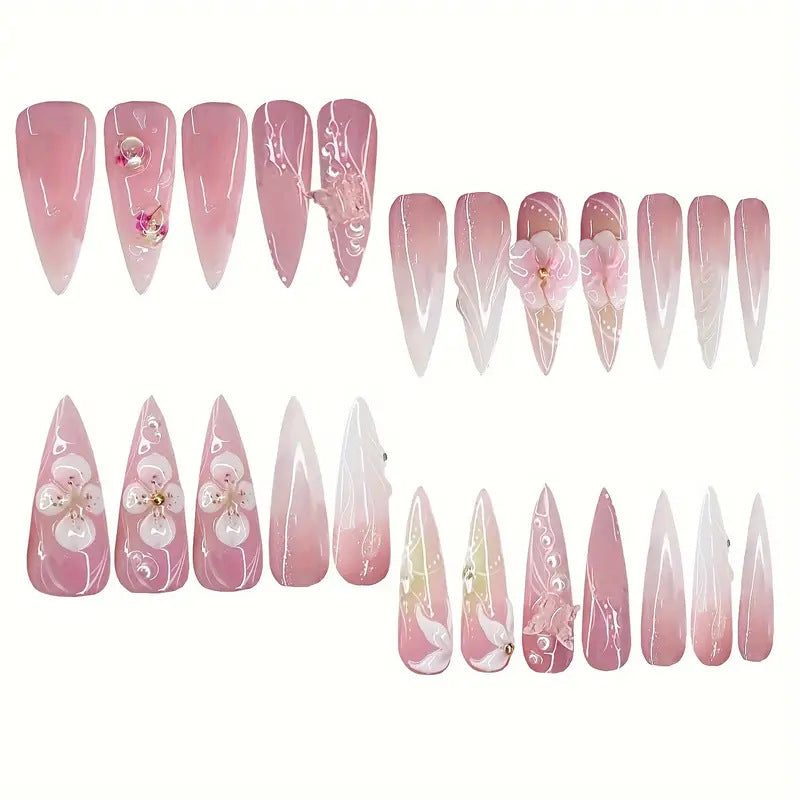 Sculpted Floral Press-On Nail Art Bowlift