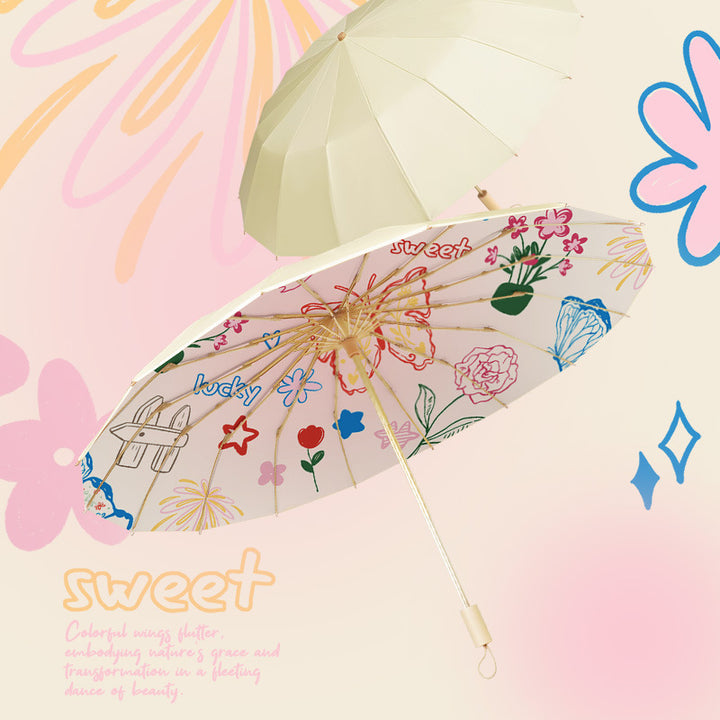 Ladies' sunshade in floral design Bowlift