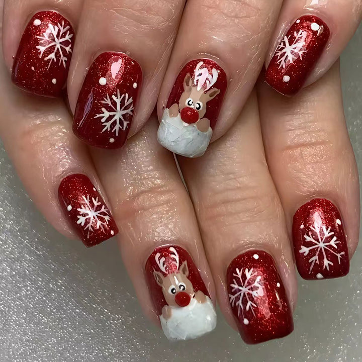 Festive 3D Reindeer Nail Art Bowlift