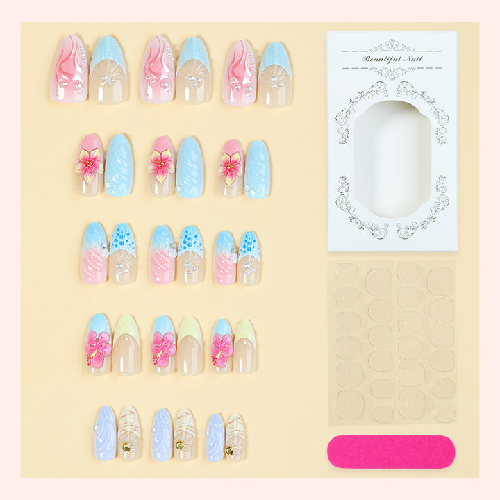 Decorative Press-On Nail Art Set with Premium Floral Designs Bowlift