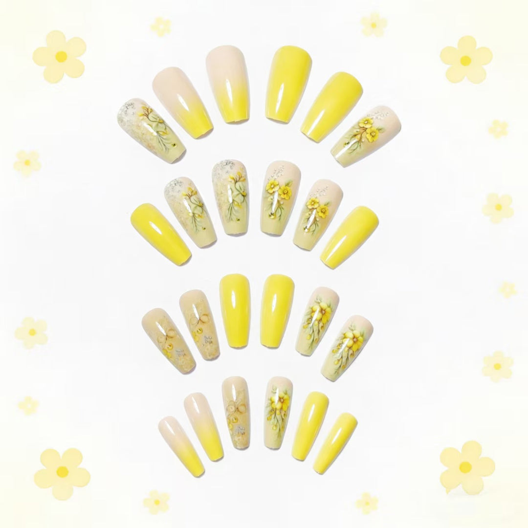 Decorative Floral Acrylic Nail Art Bowlift