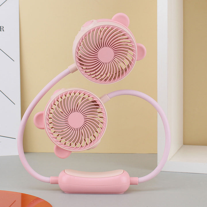 Women's Wearable Neck Fan with Dual Rotating Blades Bowlift