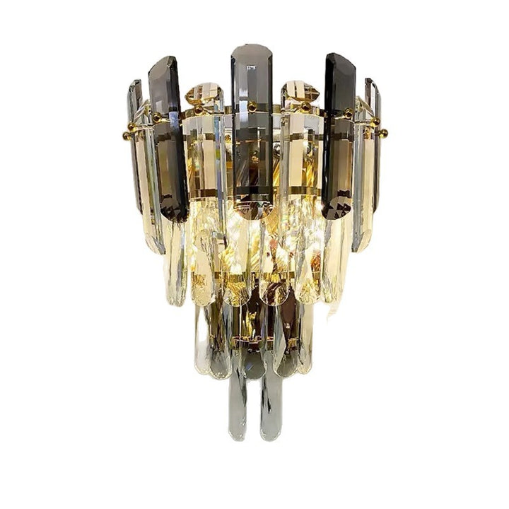 Crystal Tiered LED Wall Sconce Luxury Glass Chandelier Bowlift