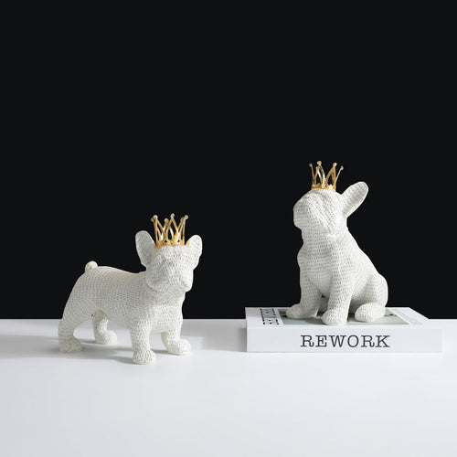 Decorative Dog Figurine with Crown