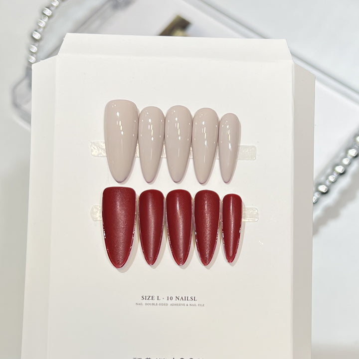 Stiletto Press-On Nail Art Set with Elegant French Tips Bowlift