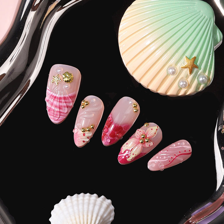 Shell-Inspired Decorative Press-On Nails Bowlift