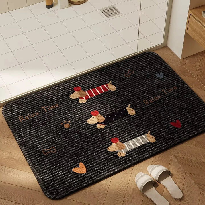 Playful Dog-Themed Bath Mat Bowlift