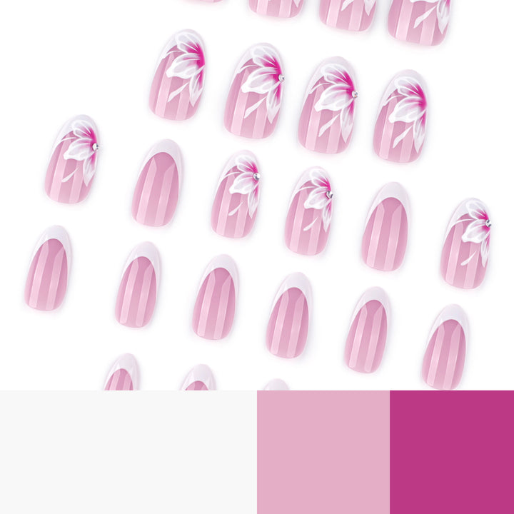 Elegant artificial nails with floral decorations Bowlift