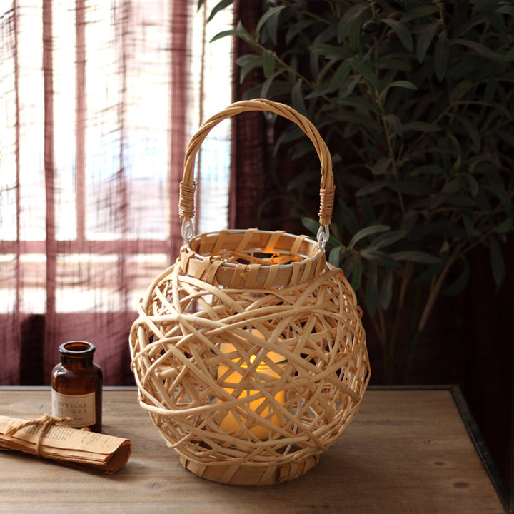 Decorative lantern made of woven natural material Bowlift