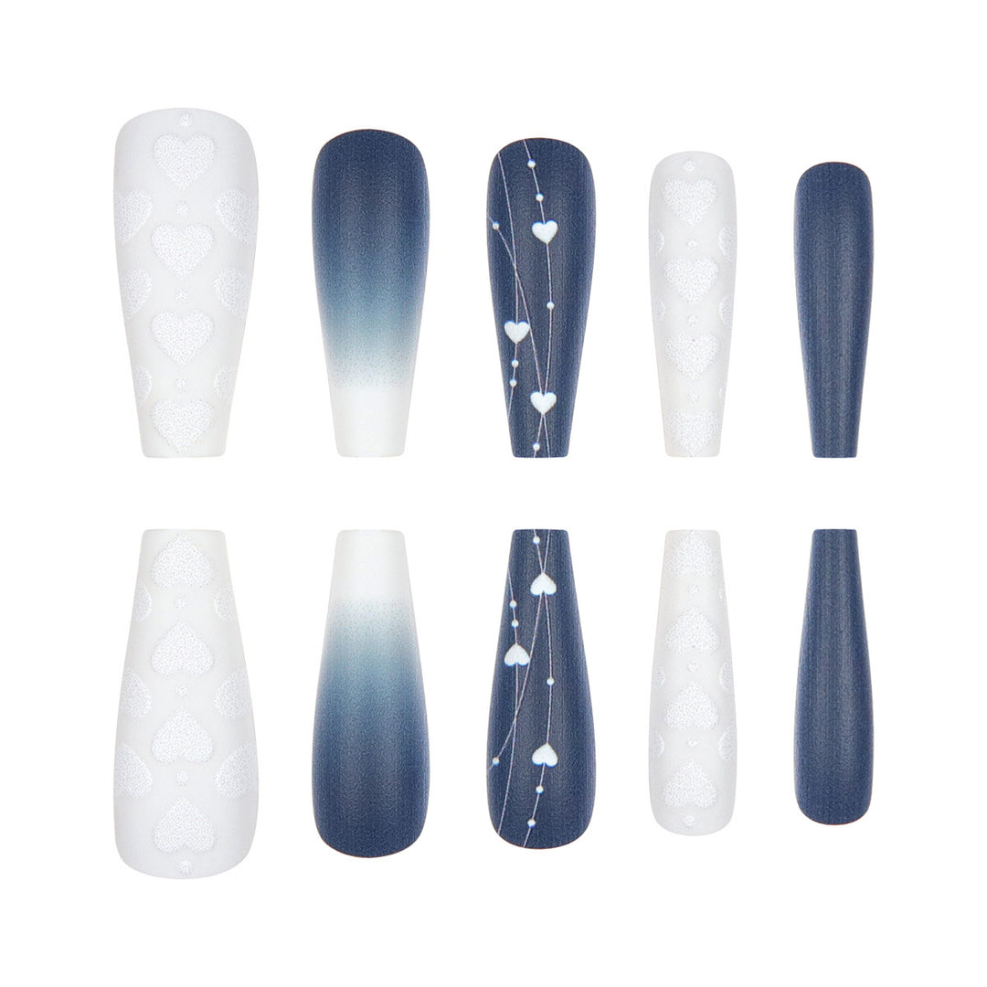 Elegant Heart-Designed Long Stiletto Press-On Nails Bowlift