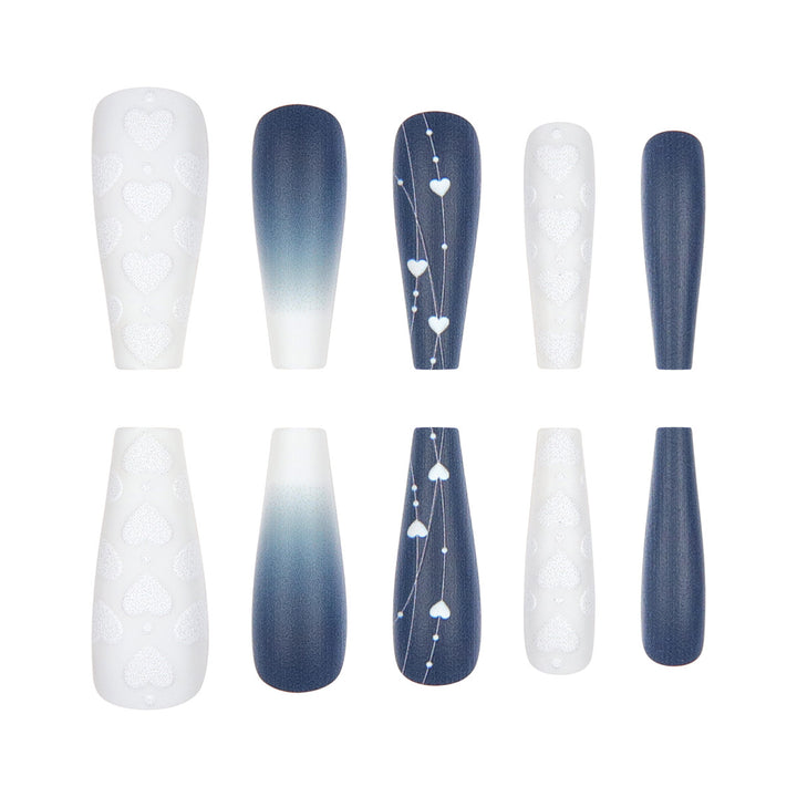 Elegant Heart-Designed Long Stiletto Press-On Nails Bowlift
