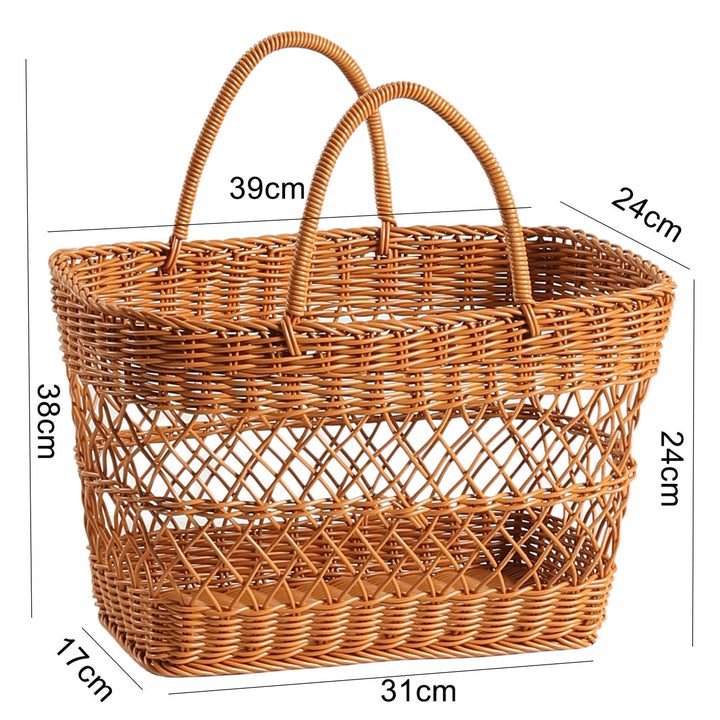 Unisex Handwoven Shopping Basket with Two Handles Bowlift
