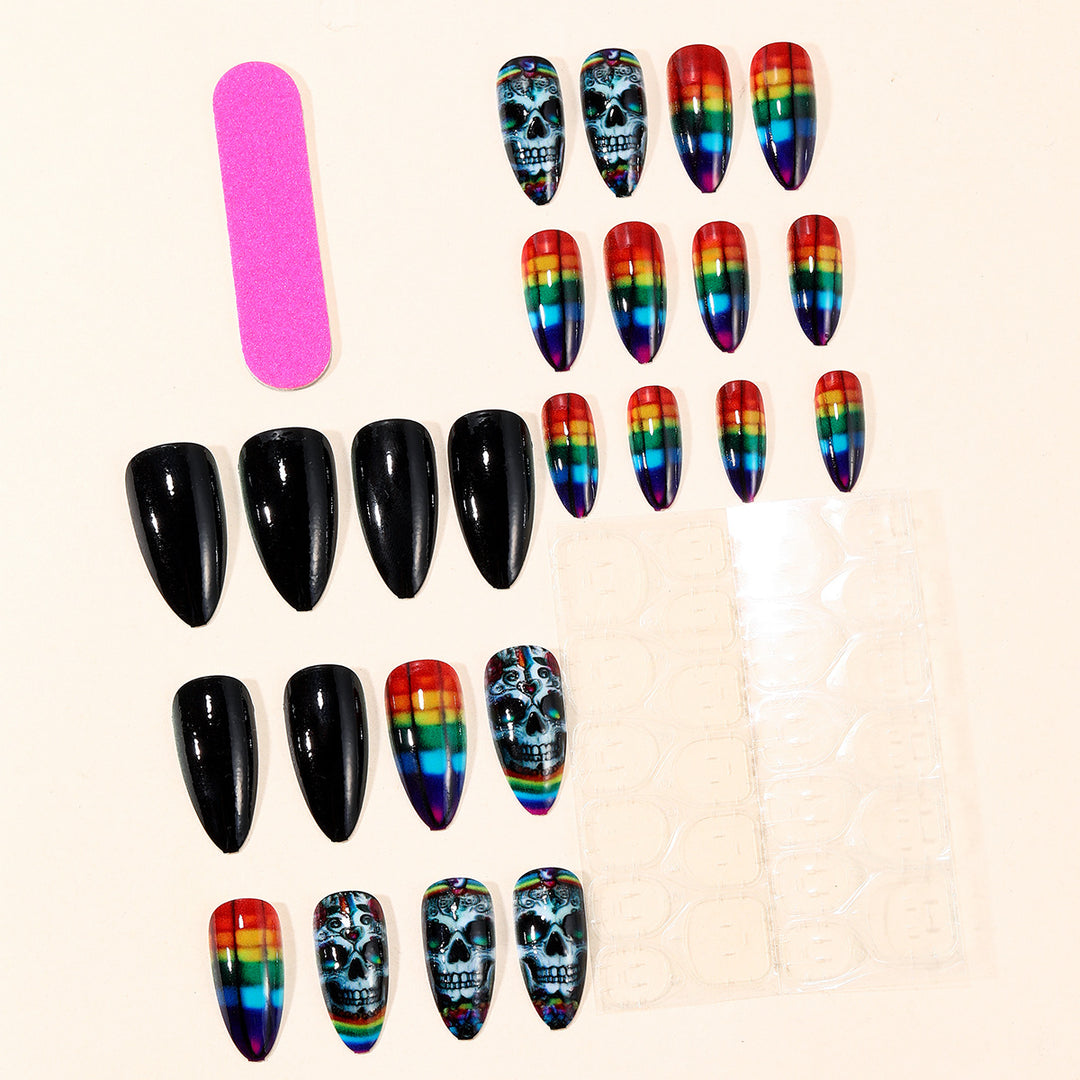 Artistic Skull-Design Nail Art Extensions Bowlift