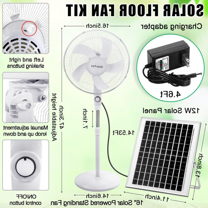 Unisex Solar-powered Stand Fan Bowlift