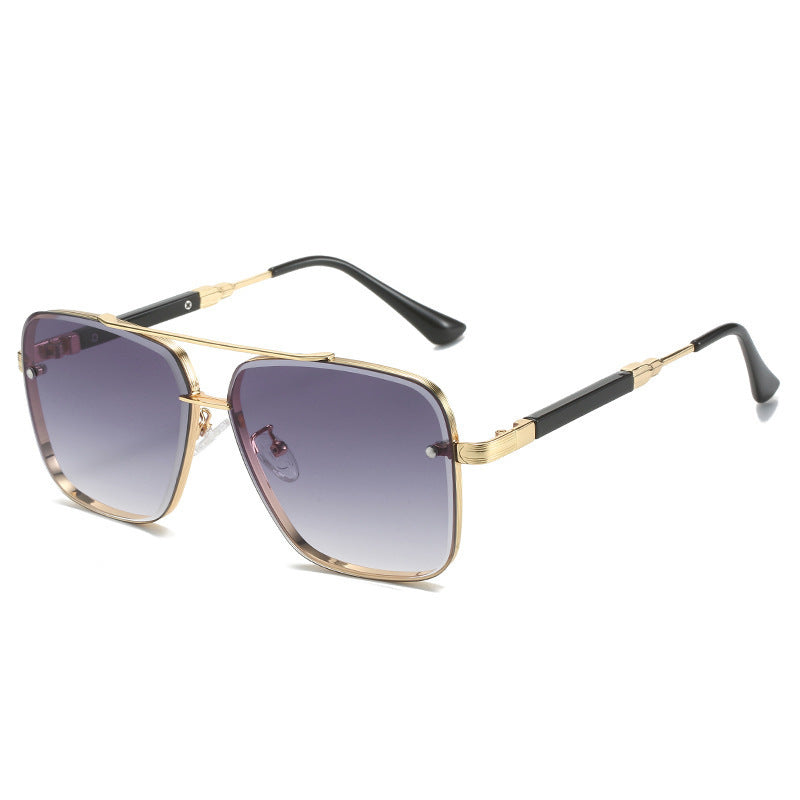 Women Geometric Oversize Sunglasses with Filigree Metal Frame Bowlift