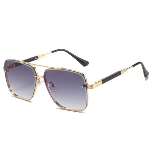 Women Geometric Oversize Sunglasses with Filigree Metal Frame Bowlift
