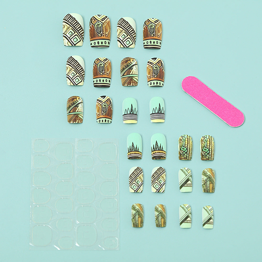 Artificial nails with creative ethnic design Bowlift