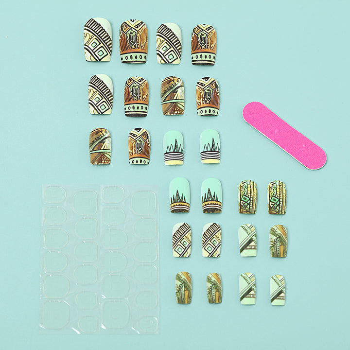 Artificial nails with creative ethnic design Bowlift
