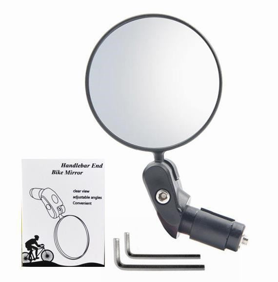 Compact Handlebar End Bike Mirror Pair with Full Rotation Swivel and Wide Angle Glass Bowlift