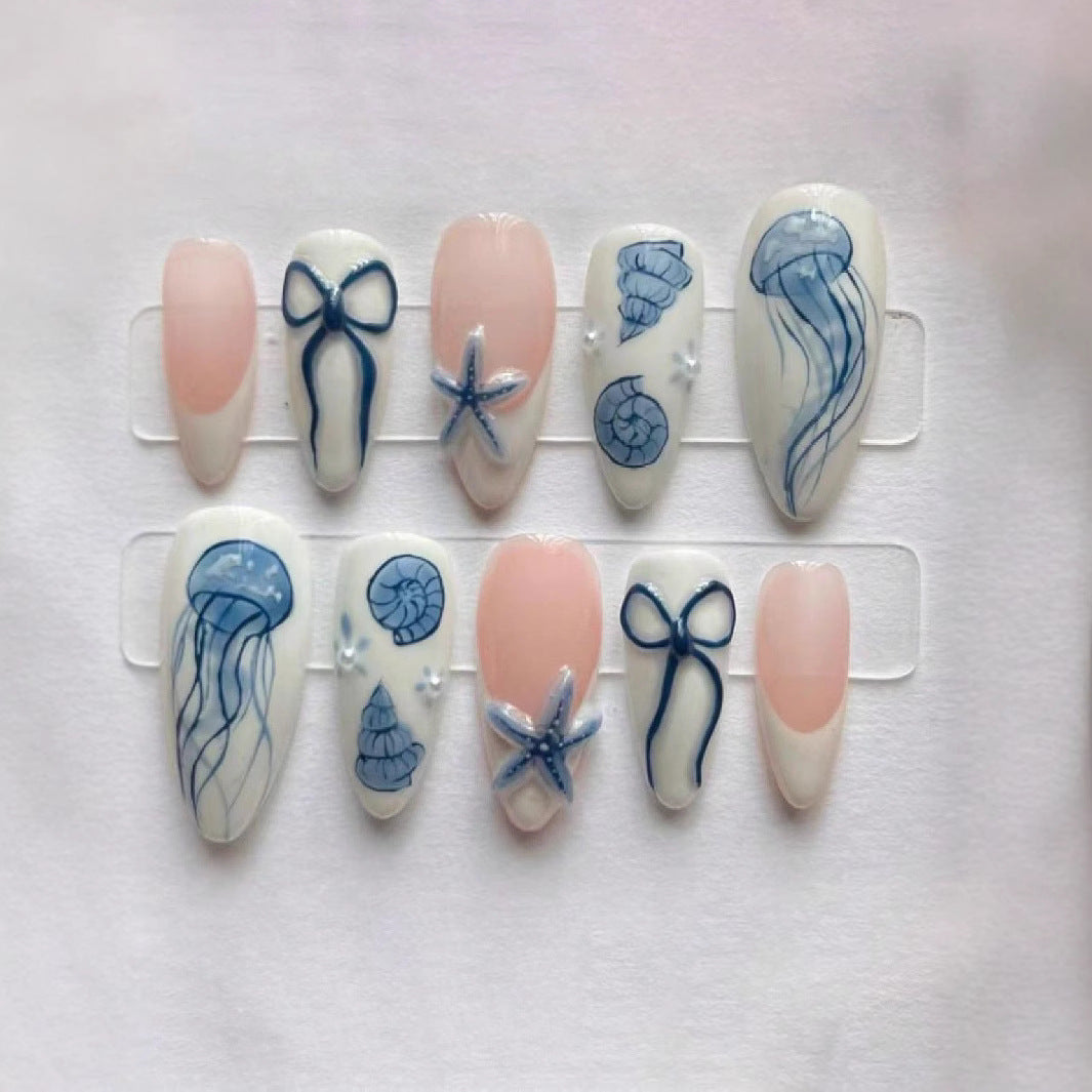 Artistic Jellyfish-Themed Press-On Nails Bowlift