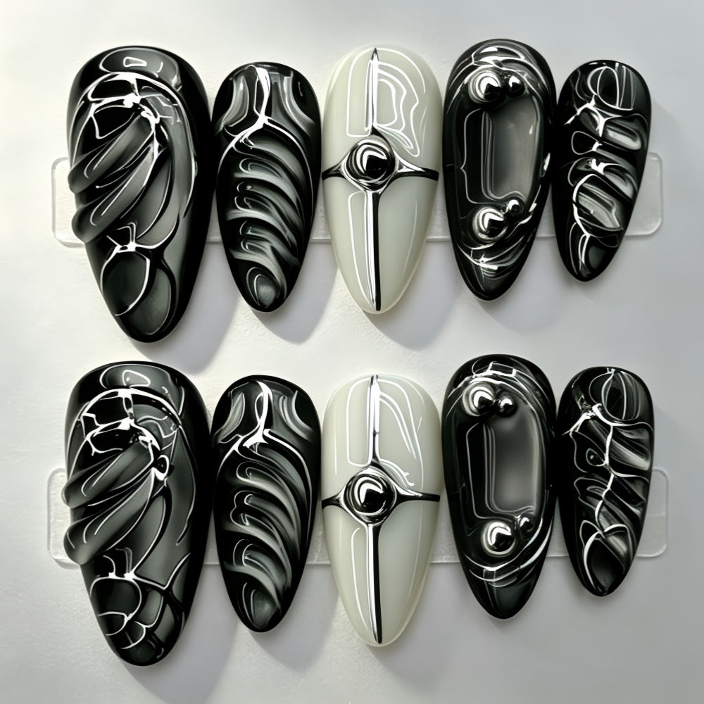Artificial nails with futuristic design Bowlift
