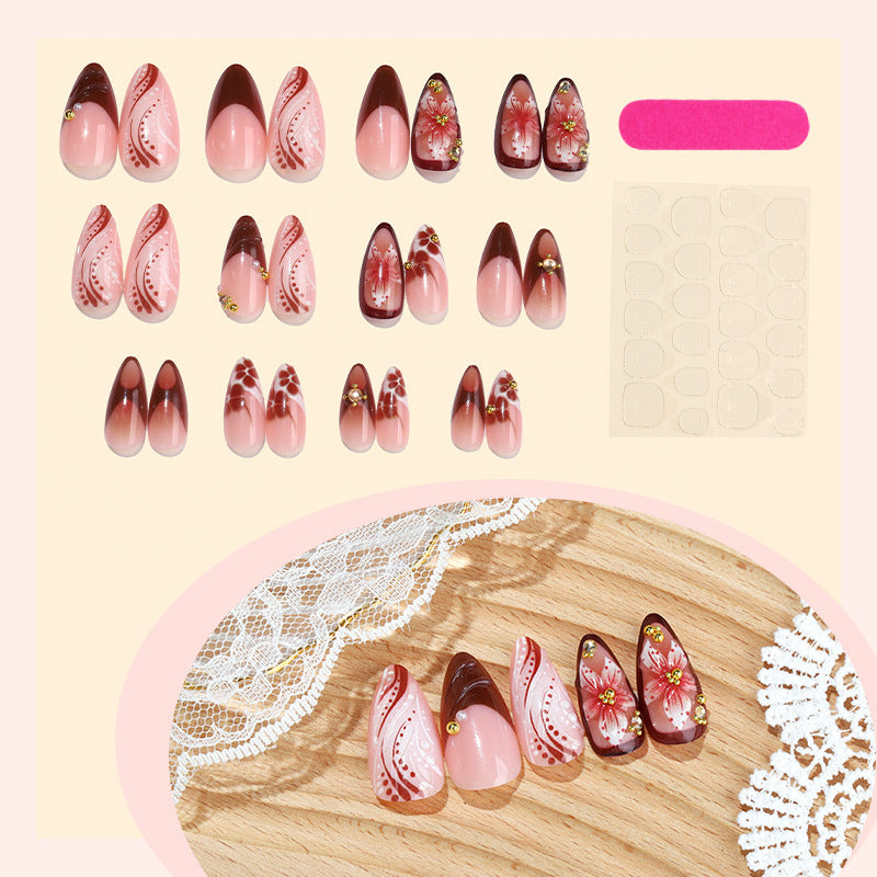 Creative Nail Art Set with Elegant Floral Accents Bowlift