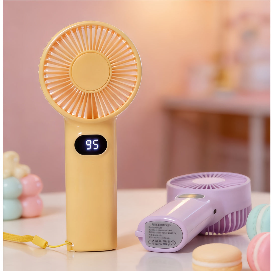Women's handheld fan with digital temperature display Bowlift