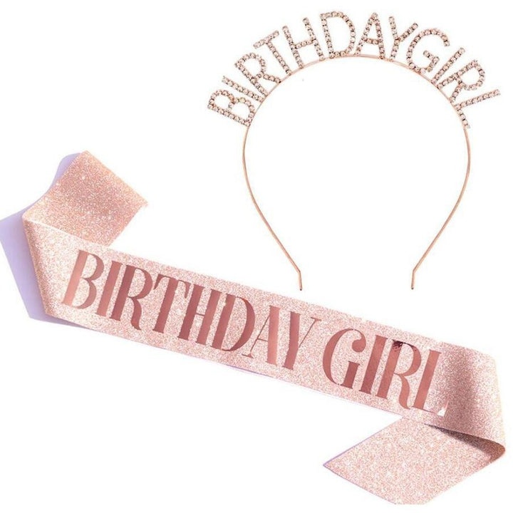 Ladies Glittering Birthday Crown with Festive Sash Bowlift