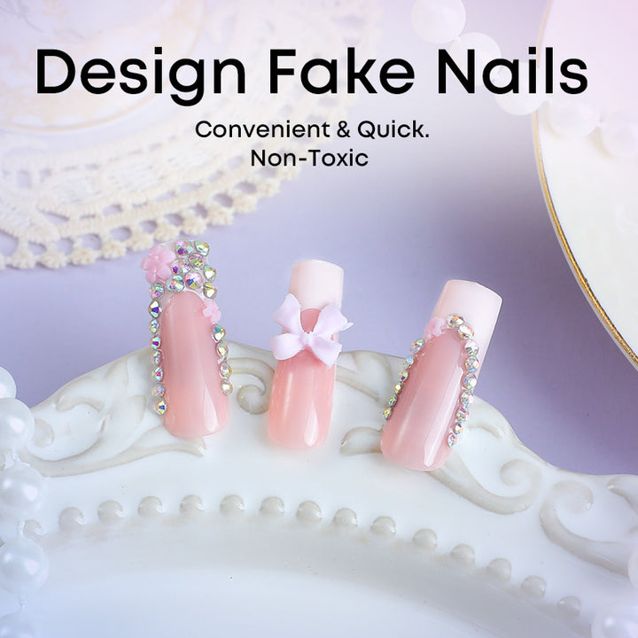 Artificial nail set with delicate details and glamorous decorations Bowlift