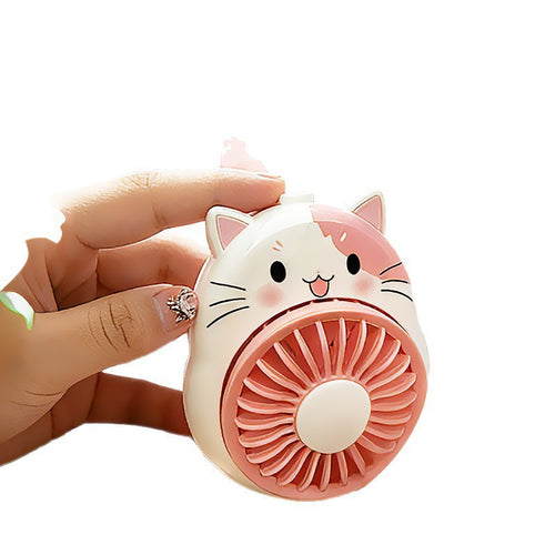 Women Portable Handheld Fan with Cute Cat Design Bowlift