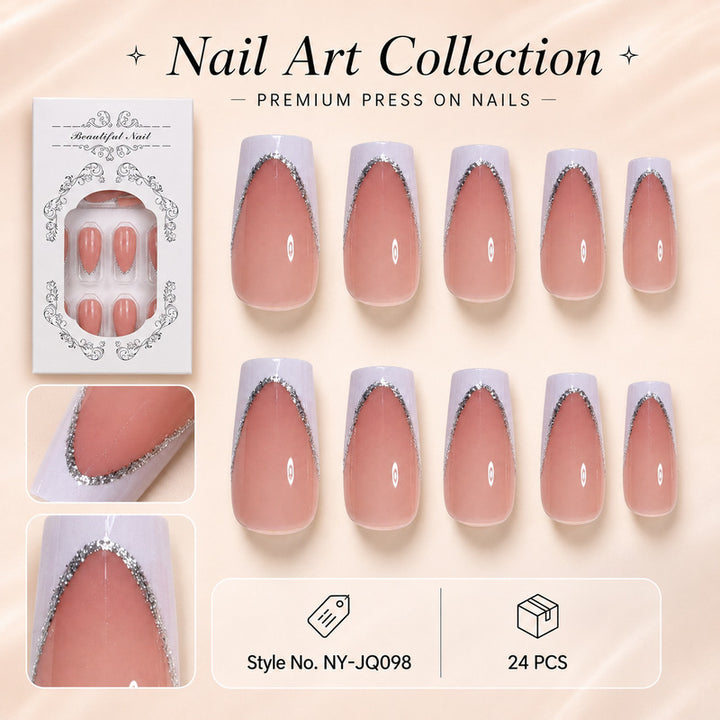 Premium Artificial Nail Set with Elegant Decoration Bowlift