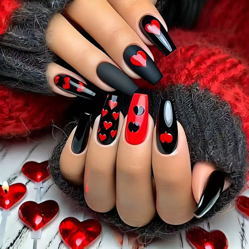 Artificial nails with Romantic Heart Design Bowlift