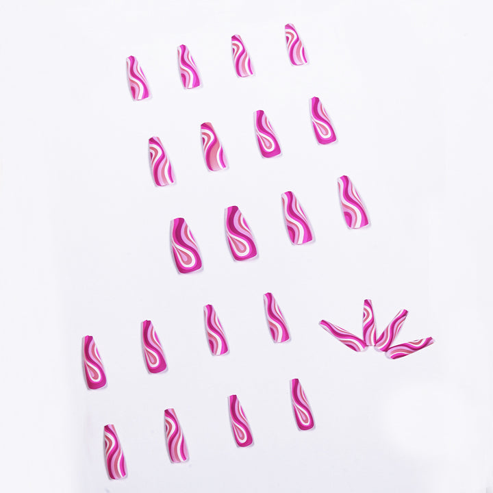 Artistic acrylic nails in ombre design with modern wave patterns Bowlift
