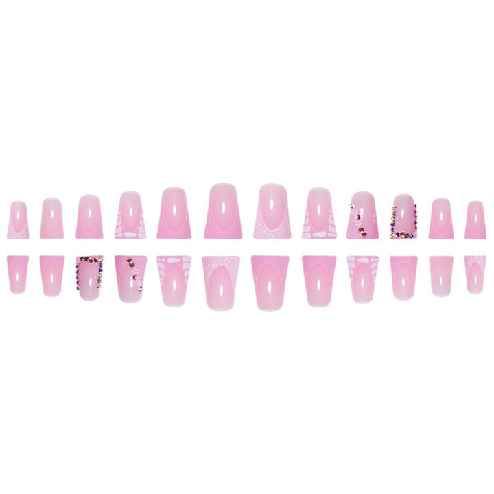 Glamorous Acrylic Press-On Nail Extensions with Decorative Rhinestones Bowlift