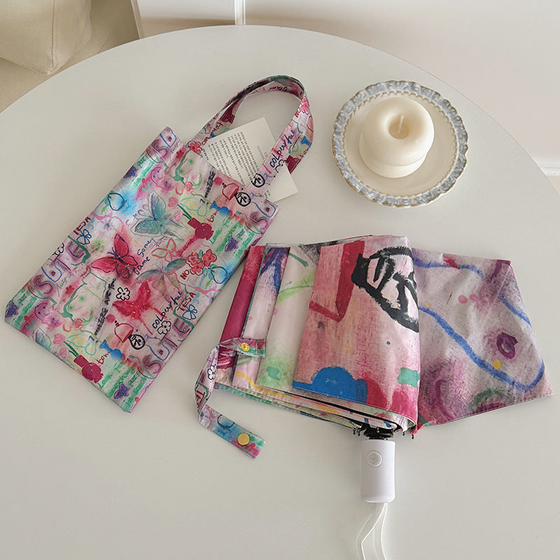 Women’s Foldable Tote Bag with Integrated Umbrella Bowlift