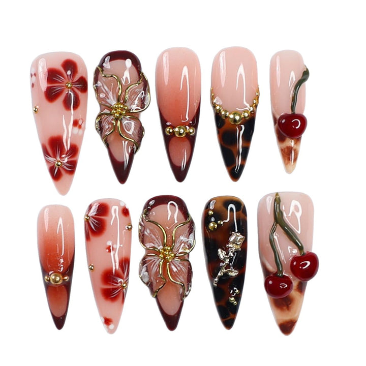 Artistic Decorative Press-On Nail Set Bowlift