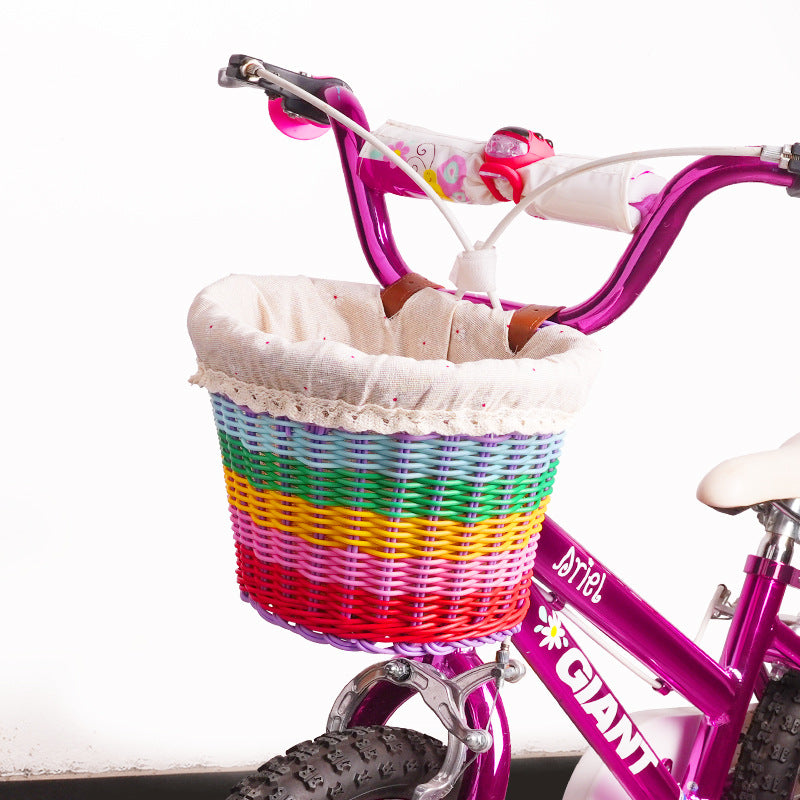 woven front bicycle basket with adjustable leather handlebar straps Bowlift