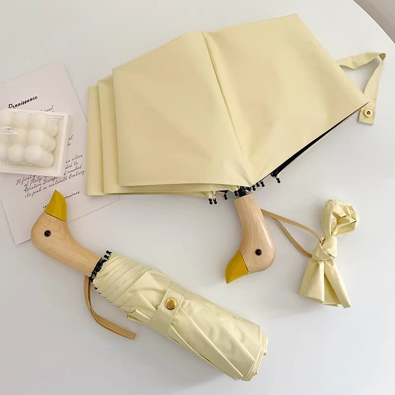 Women's Folding Umbrella with Unique Duck Handle Bowlift