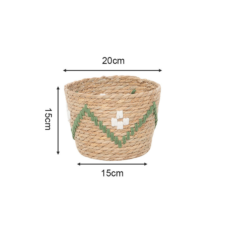 Handwoven decoration basket with colorful pattern