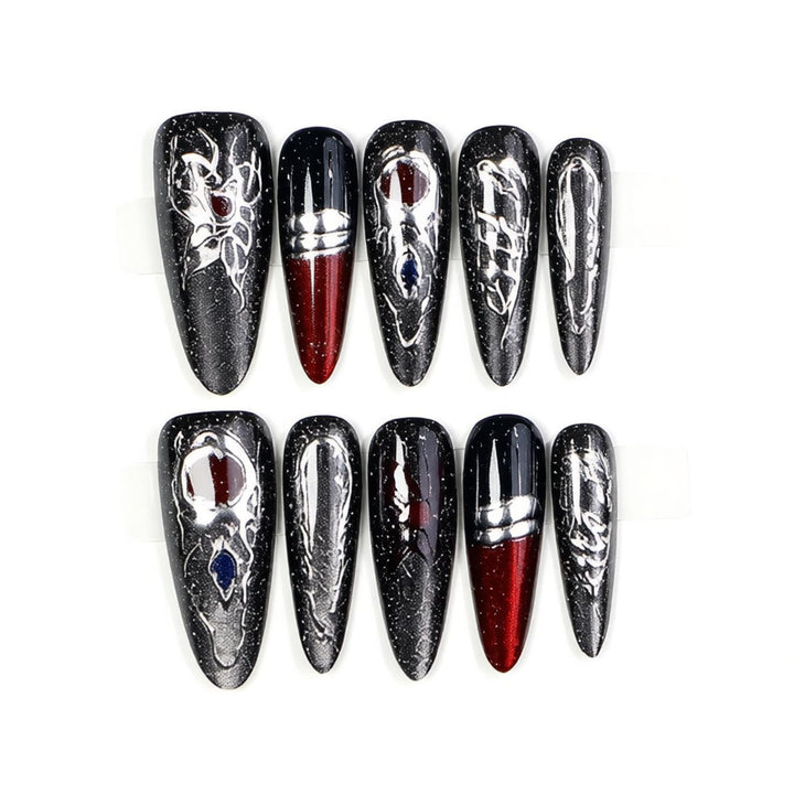 Elegant Stiletto Press-On Nail Art Set with Unique Design Bowlift