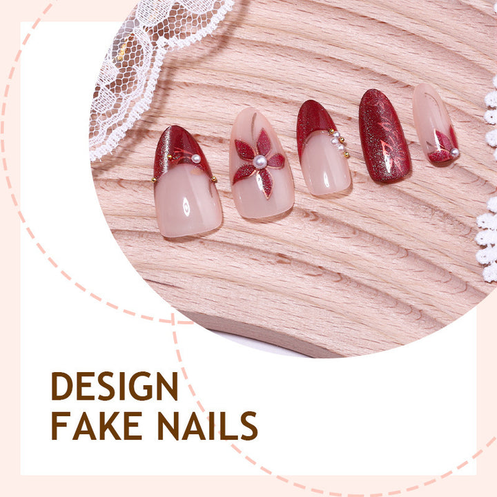 Glamorous artificial nail set with elegant floral and glitter details Bowlift
