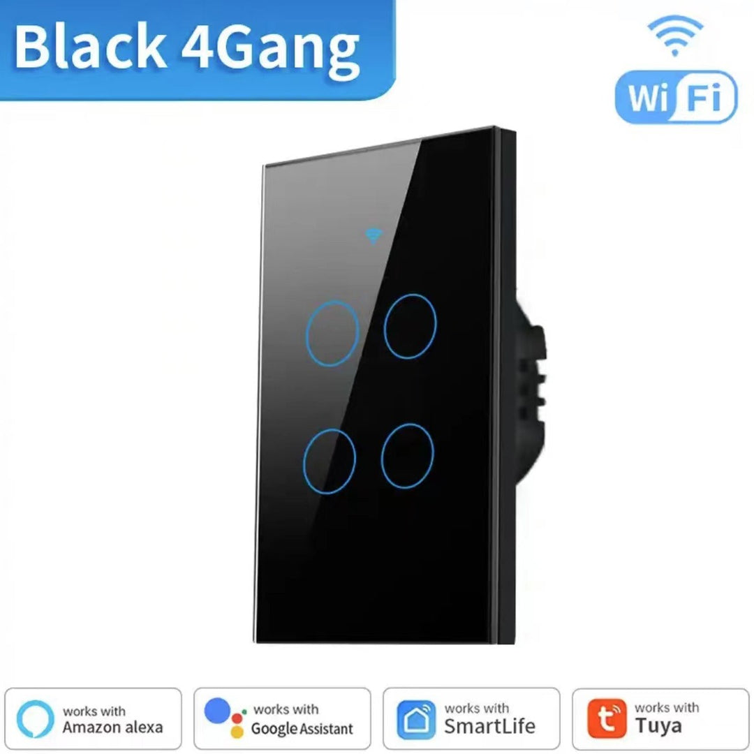 WiFi Touch Wall Switch Single Gang Crystal Glass Panel Smart Light Control Bowlift