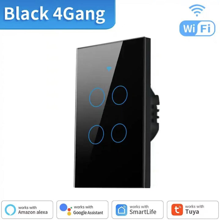 WiFi Touch Wall Switch Single Gang Crystal Glass Panel Smart Light Control Bowlift
