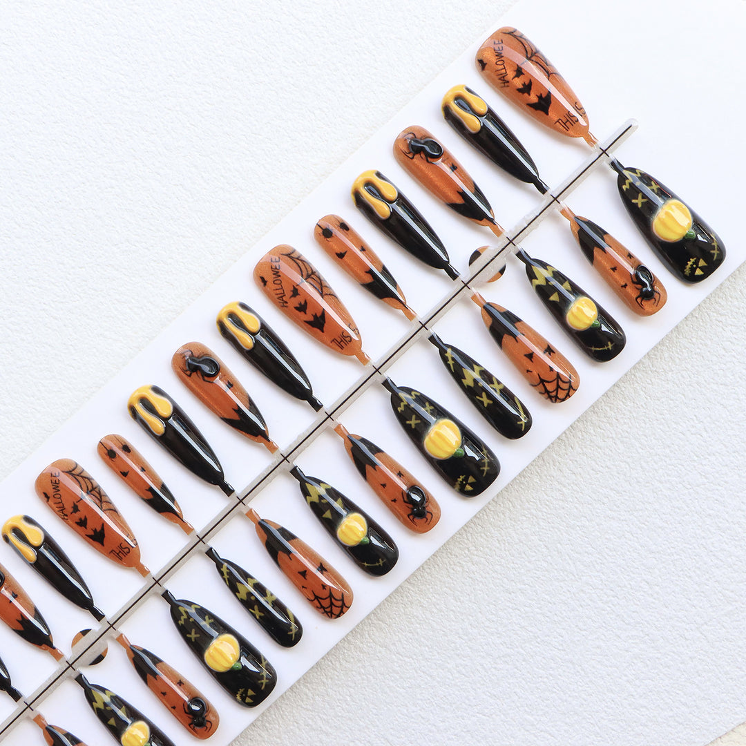 Thematic Halloween Press-On Nails Bowlift
