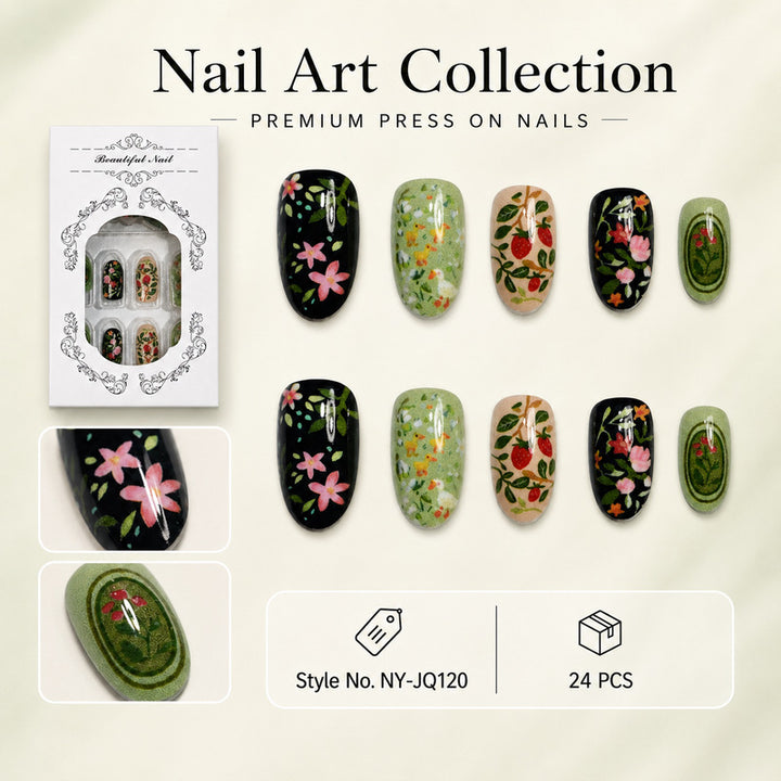 Artificial nails with floral design Bowlift